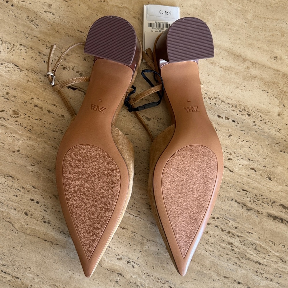 Zara Suede Pointed Toe Heels - Picture 3 of 4